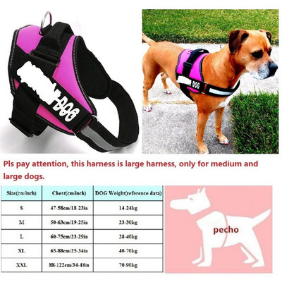 Suņu siksnas POLICE K9 Apkakles garums Regulējams solis staigāšanas mājdzīvnieku iejūgā VEST pielāgota suņa etiķete pēc izvēles