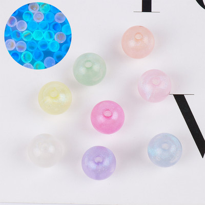 14mm Luminous Acrylic Colorful Beads With Hole DIY Handmade Bracelets Necklaces Jewelry Making Material  T0419