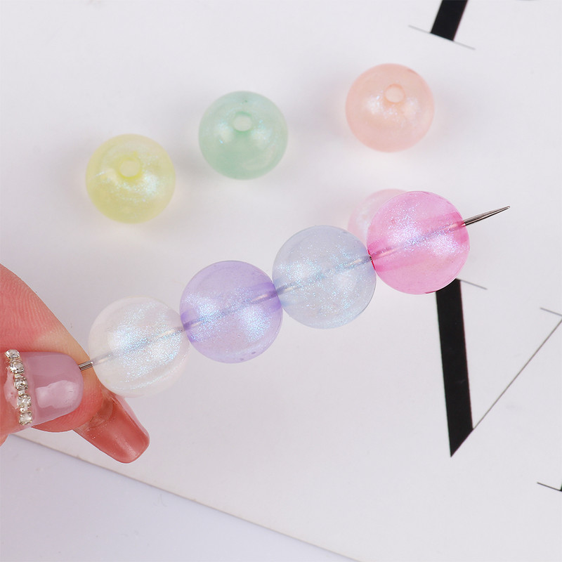 14 mm gaišas akrila krāsainas krelles ar caurumu DIY rokām darinātas rokassprādzes kaklarotas rotaslietu izgatavošanas materiāls T0419