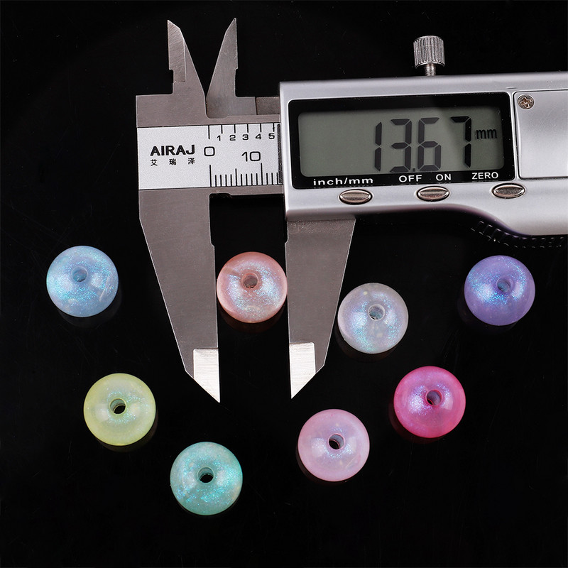 14 mm gaišas akrila krāsainas krelles ar caurumu DIY rokām darinātas rokassprādzes kaklarotas rotaslietu izgatavošanas materiāls T0419