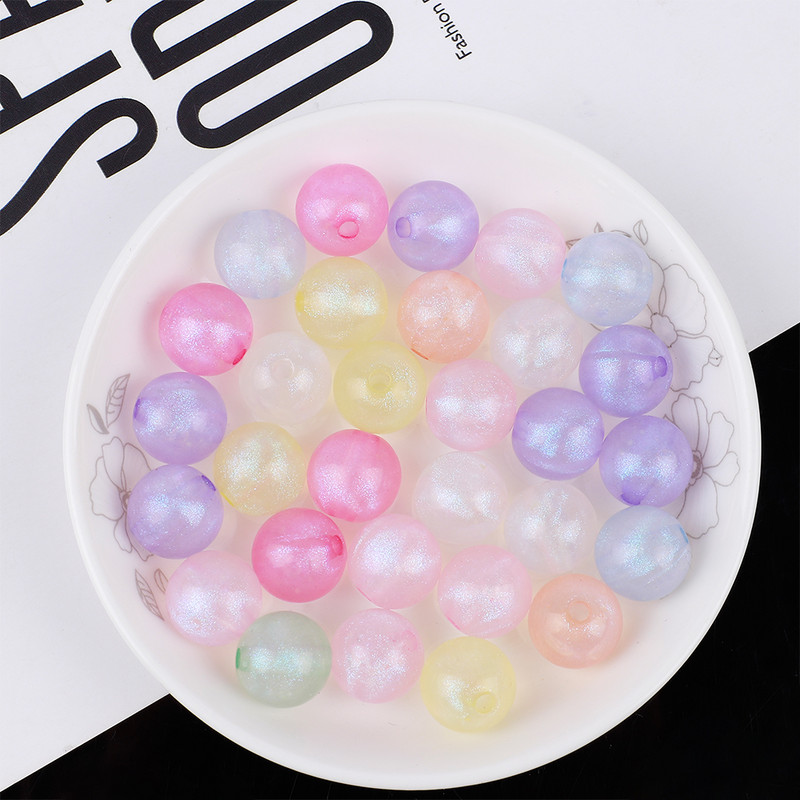 14 mm gaišas akrila krāsainas krelles ar caurumu DIY rokām darinātas rokassprādzes kaklarotas rotaslietu izgatavošanas materiāls T0419