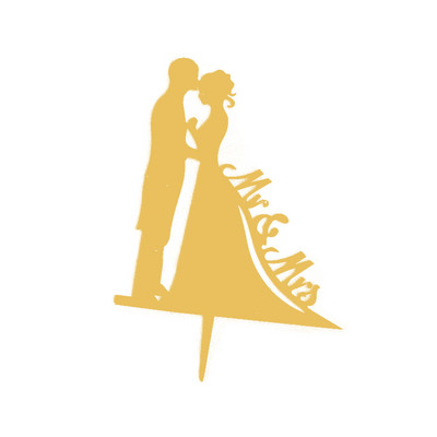 Pono ir ponios akriliniai vestuvinio torto papuošimai Nuotakos ir jaunikio keksų kepsneliai auksiniai juodi vestuvių poros torto dekoravimo reikmenys