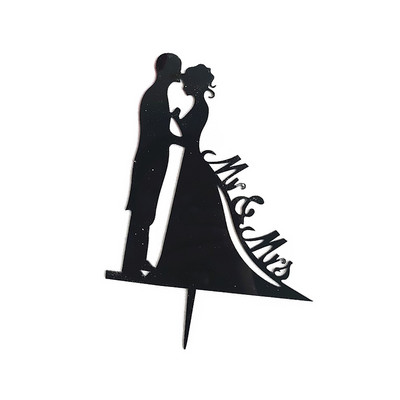 Pono ir ponios akriliniai vestuvinio torto papuošimai Nuotakos ir jaunikio keksų kepsneliai auksiniai juodi vestuvių poros torto dekoravimo reikmenys