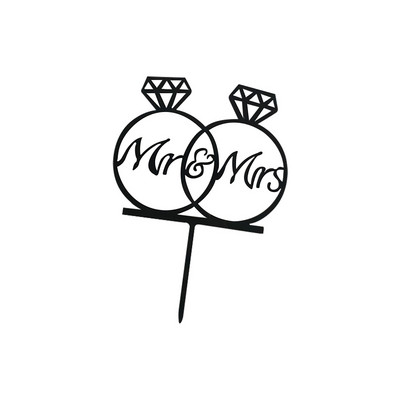 Pono ir ponios akriliniai vestuvinio torto papuošimai Nuotakos ir jaunikio keksų kepsneliai auksiniai juodi vestuvių poros torto dekoravimo reikmenys