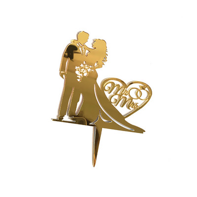 Pono ir ponios akriliniai vestuvinio torto papuošimai Nuotakos ir jaunikio keksų kepsneliai auksiniai juodi vestuvių poros torto dekoravimo reikmenys