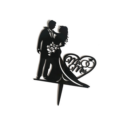 Pono ir ponios akriliniai vestuvinio torto papuošimai Nuotakos ir jaunikio keksų kepsneliai auksiniai juodi vestuvių poros torto dekoravimo reikmenys