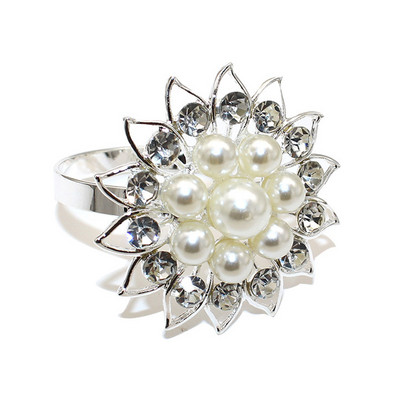 8PCS Gun melnu ziedu salvešu gredzeni Pērļu rhinstone salvešu turētājs Helovīna Lieldienu svētku ballītei Mājas galda noformējums ERP41