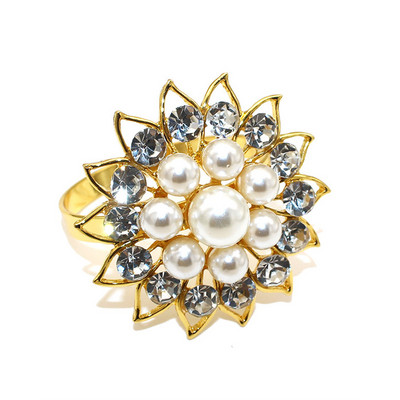 8PCS Gun melnu ziedu salvešu gredzeni Pērļu rhinstone salvešu turētājs Helovīna Lieldienu svētku ballītei Mājas galda noformējums ERP41