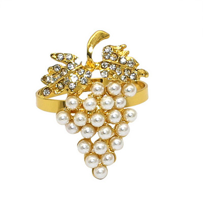 8PCS Gun melnu ziedu salvešu gredzeni Pērļu rhinstone salvešu turētājs Helovīna Lieldienu svētku ballītei Mājas galda noformējums ERP41