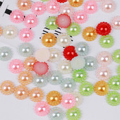 50gab. Saulespuķu formas plakans muguras krelles ABS pērļu pērlītes 13 mm Rhinestones DIY Amatniecībai Apģērba matu sprādzes rotājums G1134