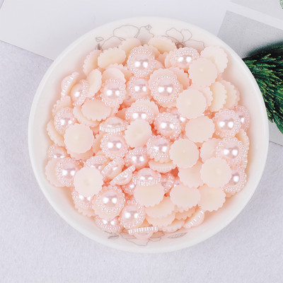 50gab. Saulespuķu formas plakans muguras krelles ABS pērļu pērlītes 13 mm Rhinestones DIY Amatniecībai Apģērba matu sprādzes rotājums G1134