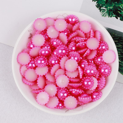 50gab. Saulespuķu formas plakans muguras krelles ABS pērļu pērlītes 13 mm Rhinestones DIY Amatniecībai Apģērba matu sprādzes rotājums G1134