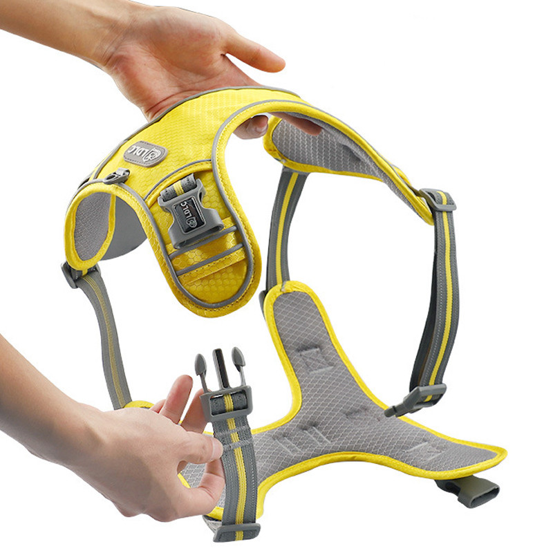 Atstarojoša neilona mājdzīvnieku suņu zirglieta, polsterēta veste, regulējama krūšu siksna, drošības vads jebkuriem laikapstākļiem lieliem vidējiem maziem suņiem