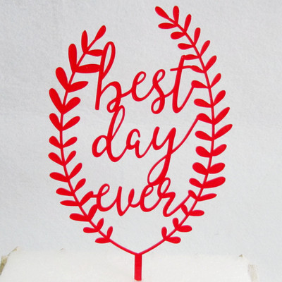 Kviešu akrils Visu laiku labākā kūku karoga virsma Zelta sarkana kūku karogi kāzu un gadadienu saderināšanās ballīšu kūku cepšanai