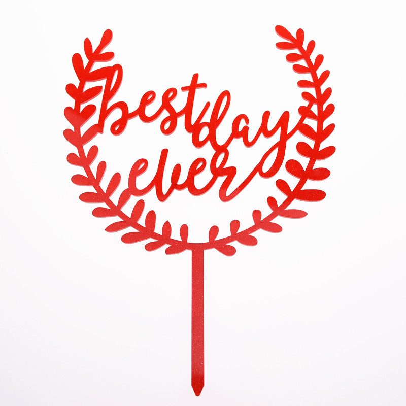 Kviešu akrils Visu laiku labākā kūku karoga virsma Zelta sarkana kūku karogi kāzu un gadadienu saderināšanās ballīšu kūku cepšanai