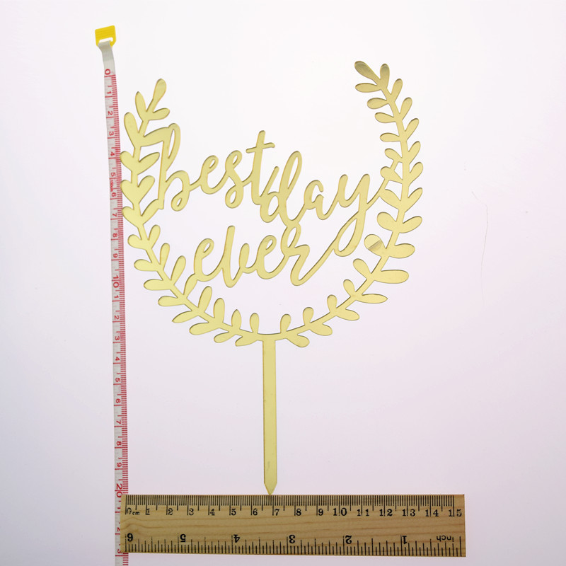 Kviešu akrils Visu laiku labākā kūku karoga virsma Zelta sarkana kūku karogi kāzu un gadadienu saderināšanās ballīšu kūku cepšanai