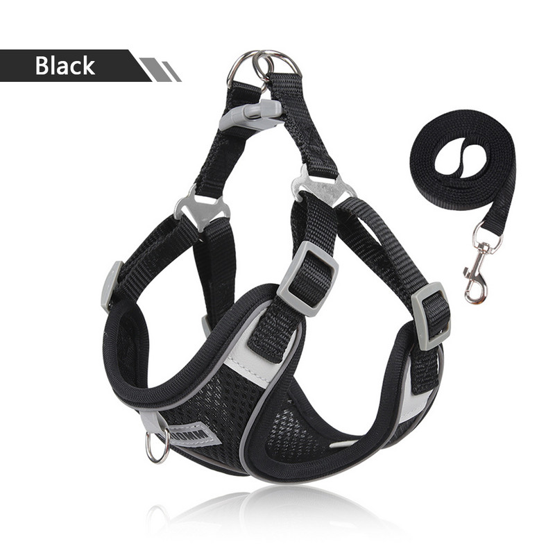 Suņu iejūga pavadas komplekts Elpojošs siets franču buldogs čivava āra pastaigu pavada pavada maziem suņiem kaķiem zirglietu veste