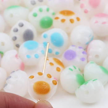 20 τμχ 11mm Cartoon Cat Paws Ακρυλικές χάντρες Spacer Beads for Jewelry Making Βραχιόλια Diy Κολιέ Χειροποίητη Κατασκευή χειροτεχνίας
