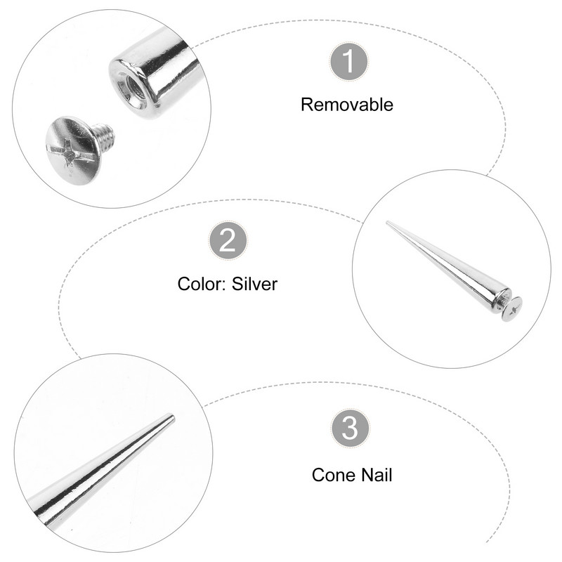 Smailes Konuss Punk Studs Kniedes Metāls Diy Screwback Aksesuāri Skrūvējamie Apģērbi Dekoratīvie Ložu Naglas Sudraba Cool Rock Stud Spike