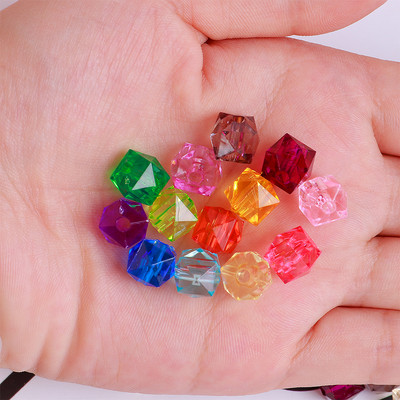 50pcs Colorful  With Hole  Acrylic Diamond Beads Spacer Bead Children Bracelet DIY Handmade  Jewelry Making  T0818