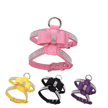 Нагръдник за домашни любимци Rhinestone Bow Малко куче Traction Rope Walking Котешки нагръдник Coleira Para Cachorro Котешки аксесоари