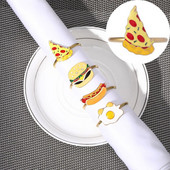 4vnt Mieli animacinių filmukų servetėlių žiedai Įdomūs mėsainio picos formos servetėlių laikiklis pusryčių serijos servetėlių sagtis