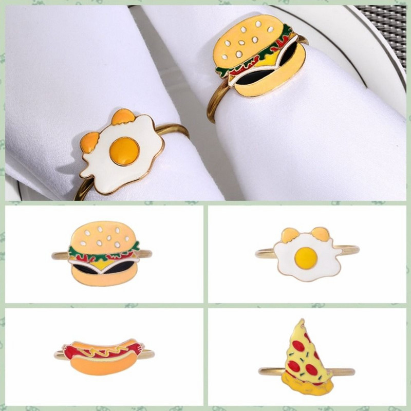 4vnt Mieli animacinių filmukų servetėlių žiedai Įdomūs mėsainio picos formos servetėlių laikiklis pusryčių serijos servetėlių sagtis