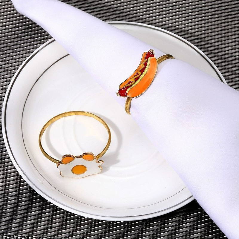 4vnt Mieli animacinių filmukų servetėlių žiedai Įdomūs mėsainio picos formos servetėlių laikiklis pusryčių serijos servetėlių sagtis