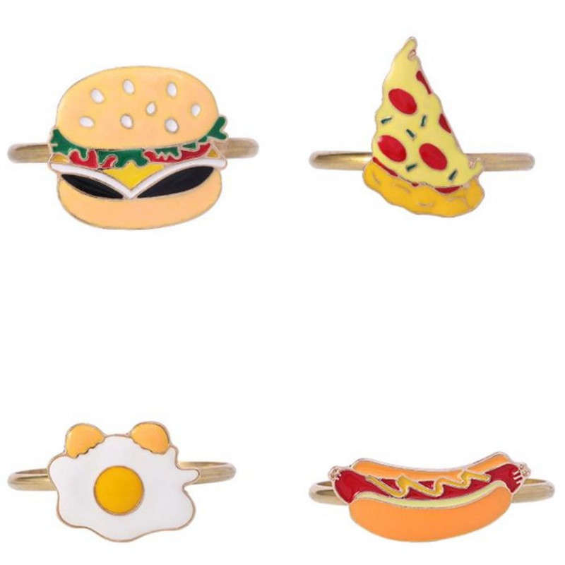 4vnt Mieli animacinių filmukų servetėlių žiedai Įdomūs mėsainio picos formos servetėlių laikiklis pusryčių serijos servetėlių sagtis