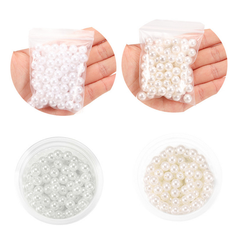 3-20mm DIY Apģērbs Rotaslietas Aksesuāri Balts Bēšs Plastmasas ABS Pērļu imitācija Rokdarbiem Šūšana Apģērba pērļu krelles Dekors