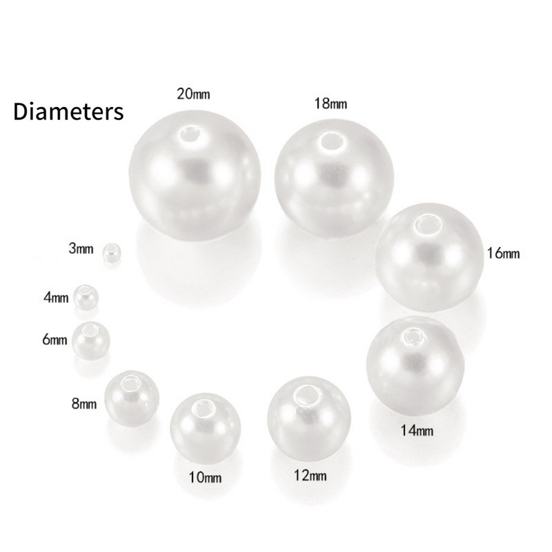3-20mm DIY Apģērbs Rotaslietas Aksesuāri Balts Bēšs Plastmasas ABS Pērļu imitācija Rokdarbiem Šūšana Apģērba pērļu krelles Dekors