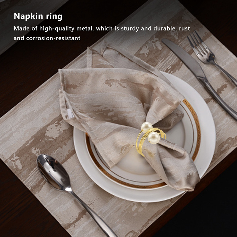 HOT-12 gab dubultpērļu salvešu gredzeni, salvešu turētāji, salvetes sprādze kāzu pieņemšanai, festivāliem, banketiem