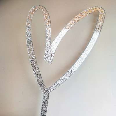 New Glitter Love Herat Ακρυλικό Topper Γαμήλιας Τούρτας Ασημί Λευκό Τούρτα για την Ημέρα του Αγίου Βαλεντίνου για διακοσμήσεις τούρτας γάμου