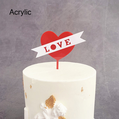 2020. gada Valentīna dienas akrila kūkas virsma, sarkana mīlestības kāzu kūkas virsma, piederumi kāzu gadadienas ballīšu kūku dekorēšanai