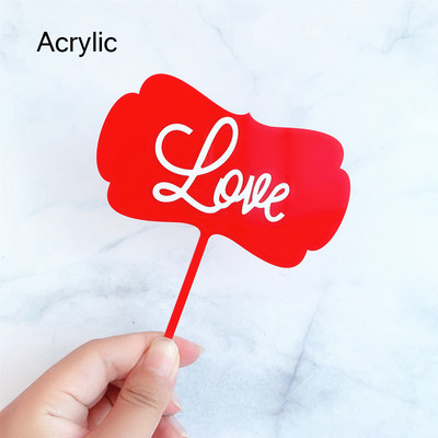 2020. gada Valentīna dienas akrila kūkas virsma, sarkana mīlestības kāzu kūkas virsma, piederumi kāzu gadadienas ballīšu kūku dekorēšanai