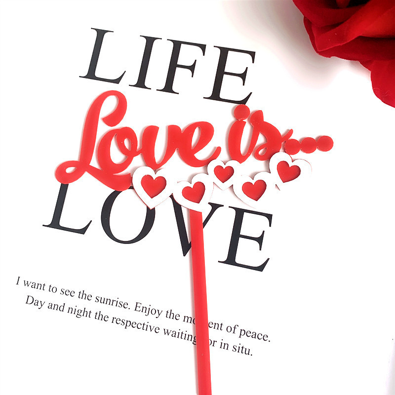 2020. gada Valentīna dienas akrila kūkas virsma, sarkana mīlestības kāzu kūkas virsma, piederumi kāzu gadadienas ballīšu kūku dekorēšanai