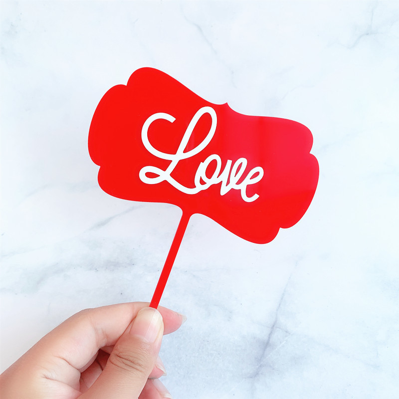 2020. gada Valentīna dienas akrila kūkas virsma, sarkana mīlestības kāzu kūkas virsma, piederumi kāzu gadadienas ballīšu kūku dekorēšanai