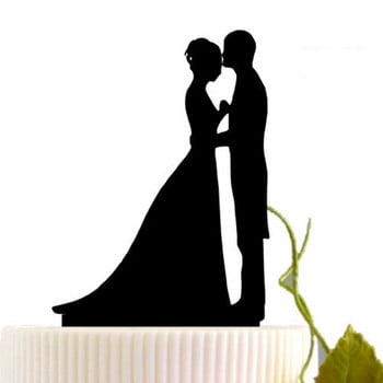 2020 Акрилен топер за сватбена торта Черна булка Младоженец Г-н Мисис Декорации за торта за годишнина от сватбата Предлагайте консумативи за парти торта