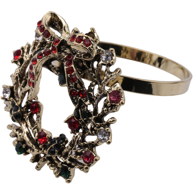 6Gb Ziemassvētku vainags Salvešu Gredzeni Metāla salvete Sprādze Salvetes Turētājs Salvete Aplis Viesnīca Restorāns Kāzu ballīte Vakariņu galds D