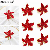 6Gb Jauns emaljas ziedu salvešu gredzenu turētājs Metāla salvešu sprādze kāzām Valentīna diena Jaunais gads Ziemassvētku rotājumi HWW234