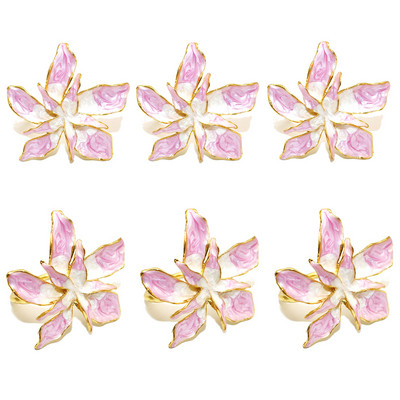 6Gb Jauns emaljas ziedu salvešu gredzenu turētājs Metāla salvešu sprādze kāzām Valentīna diena Jaunais gads Ziemassvētku rotājumi HWW234