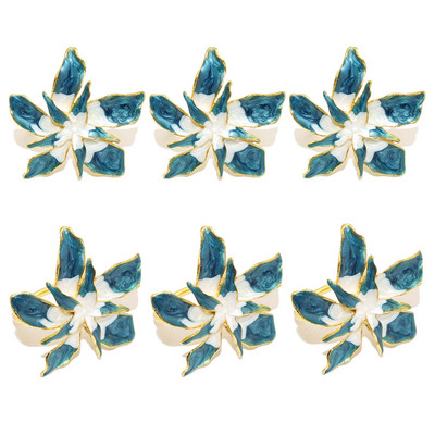 6Gb Jauns emaljas ziedu salvešu gredzenu turētājs Metāla salvešu sprādze kāzām Valentīna diena Jaunais gads Ziemassvētku rotājumi HWW234