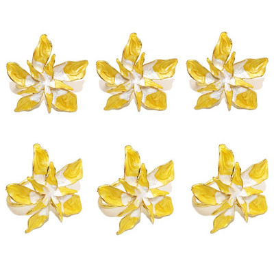 6Gb Jauns emaljas ziedu salvešu gredzenu turētājs Metāla salvešu sprādze kāzām Valentīna diena Jaunais gads Ziemassvētku rotājumi HWW234