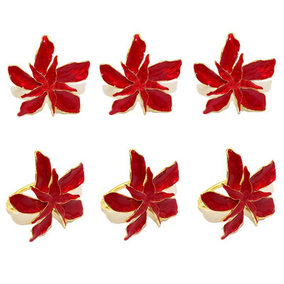 6Gb Jauns emaljas ziedu salvešu gredzenu turētājs Metāla salvešu sprādze kāzām Valentīna diena Jaunais gads Ziemassvētku rotājumi HWW234