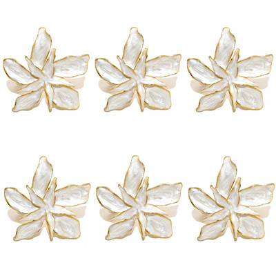 6Gb Jauns emaljas ziedu salvešu gredzenu turētājs Metāla salvešu sprādze kāzām Valentīna diena Jaunais gads Ziemassvētku rotājumi HWW234