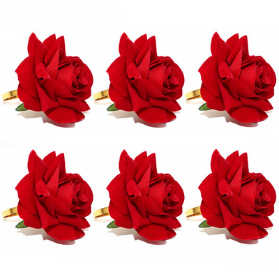 6Gb Jauns emaljas ziedu salvešu gredzenu turētājs Metāla salvešu sprādze kāzām Valentīna diena Jaunais gads Ziemassvētku rotājumi HWW234