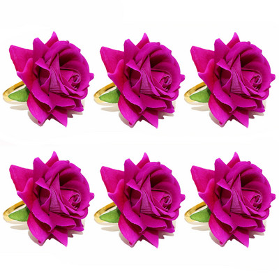 6Gb Jauns emaljas ziedu salvešu gredzenu turētājs Metāla salvešu sprādze kāzām Valentīna diena Jaunais gads Ziemassvētku rotājumi HWW234