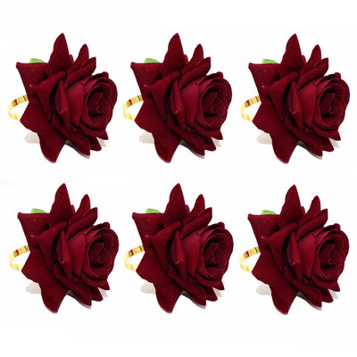 6Gb Jauns emaljas ziedu salvešu gredzenu turētājs Metāla salvešu sprādze kāzām Valentīna diena Jaunais gads Ziemassvētku rotājumi HWW234