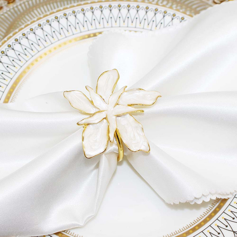 6Gb Jauns emaljas ziedu salvešu gredzenu turētājs Metāla salvešu sprādze kāzām Valentīna diena Jaunais gads Ziemassvētku rotājumi HWW234