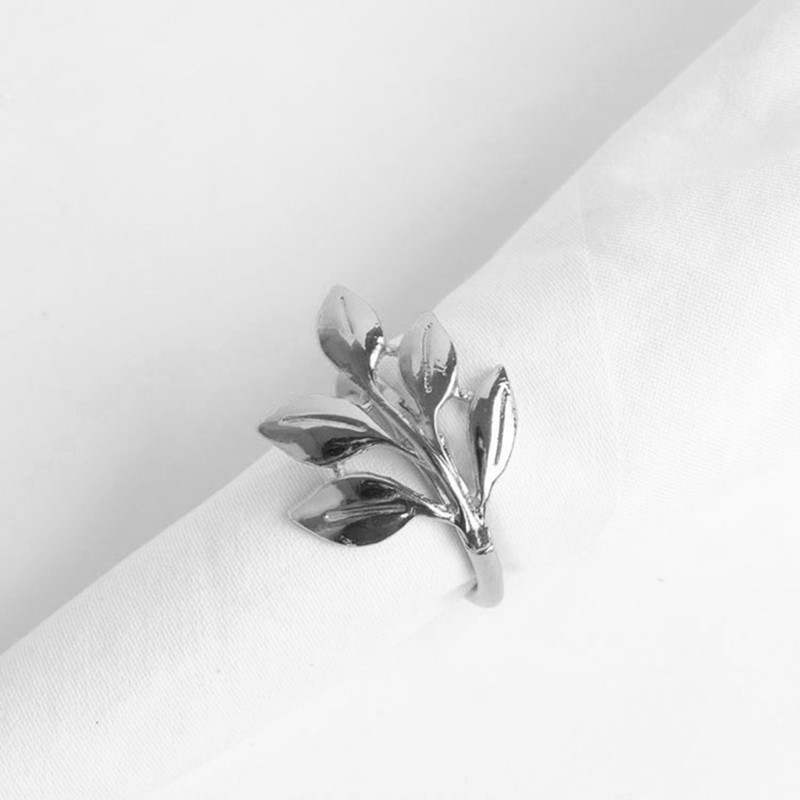 12 gab rudens lapu salvešu gredzeni kristību rokassprādze Metāla salvešu turētājs kāzu dāvanas kristību dušas ballīte B